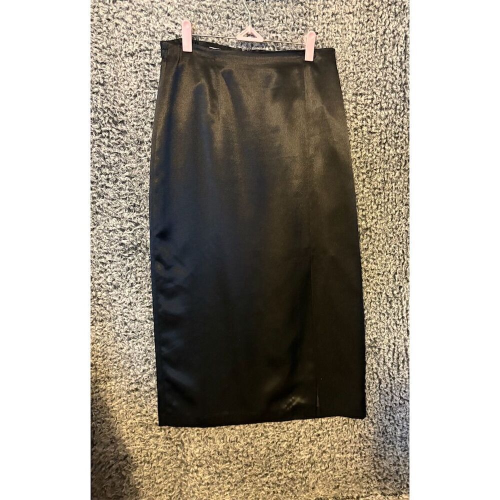 Joan Leslie Vintage Black Long Pencil Skirt Size 12 Petites Formal